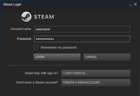 Once you have launched Steam, create an account with a login and a password. If you already have one, you just need to sign in