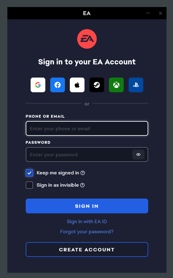 Sign in with your login and password