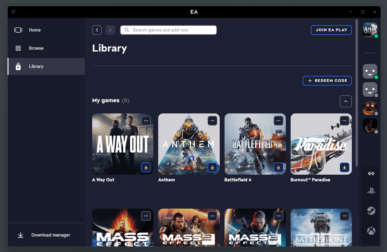 Click on your library in the left menu
