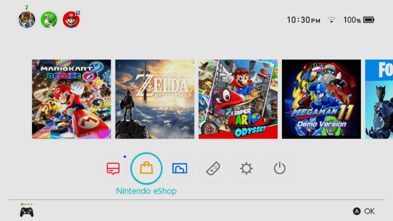 Select Nintendo eShop on the home screen