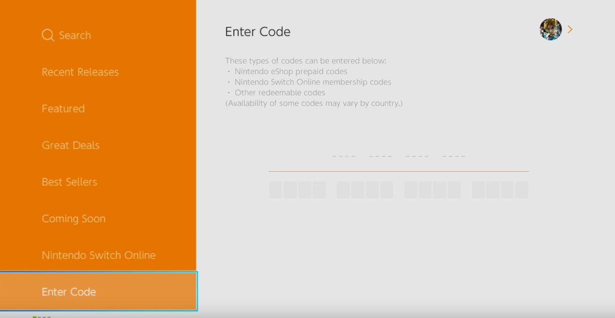Select Enter Code